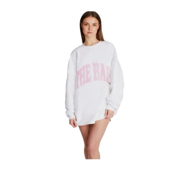 Women’s The Bar Varsity Sweatshirt XL White/Pink - Picture 2 of 9